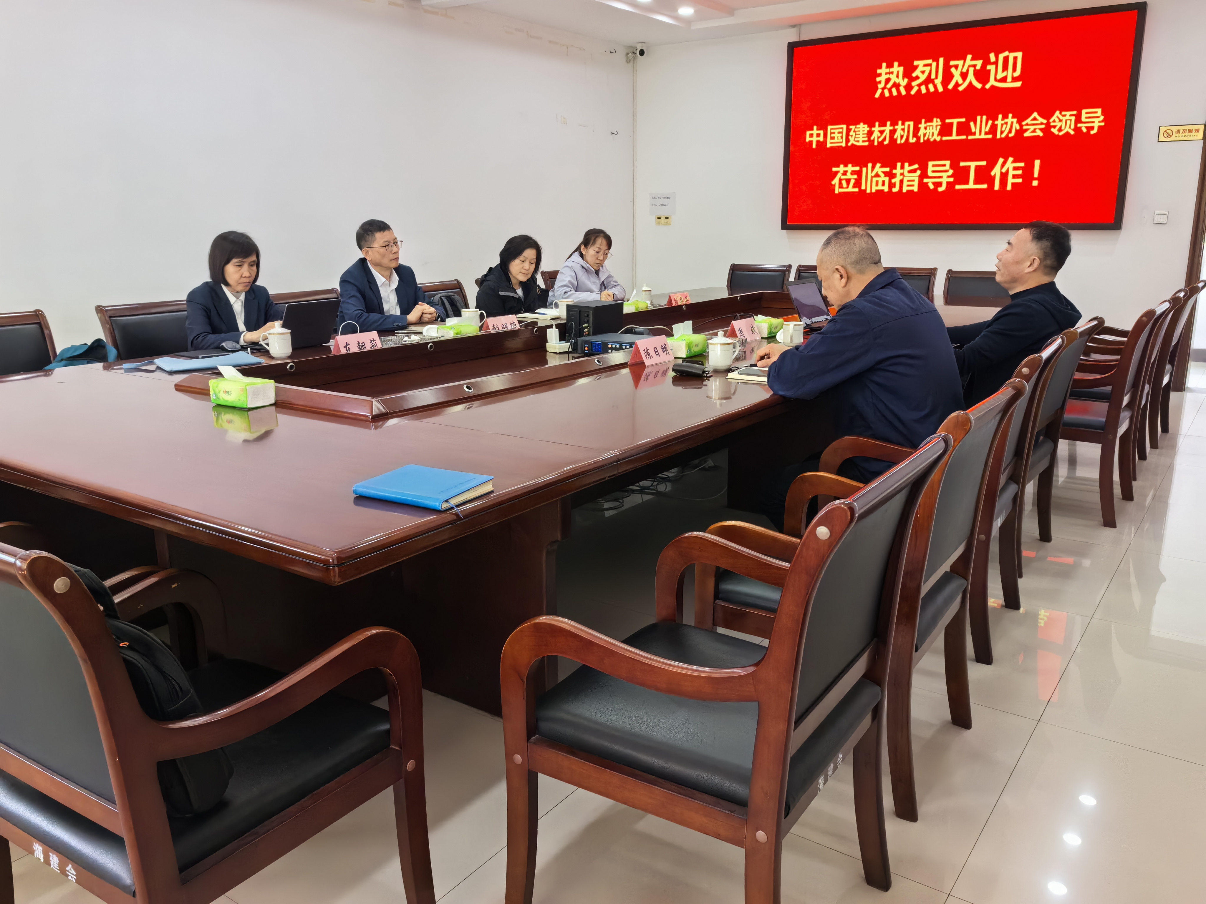 Peng Mingde, vicepresidente residente de la Asociación de la Industria de Maquinaria de Materiales de Construcción de China, visita Jiangsu Haijian para realizar investigaciones